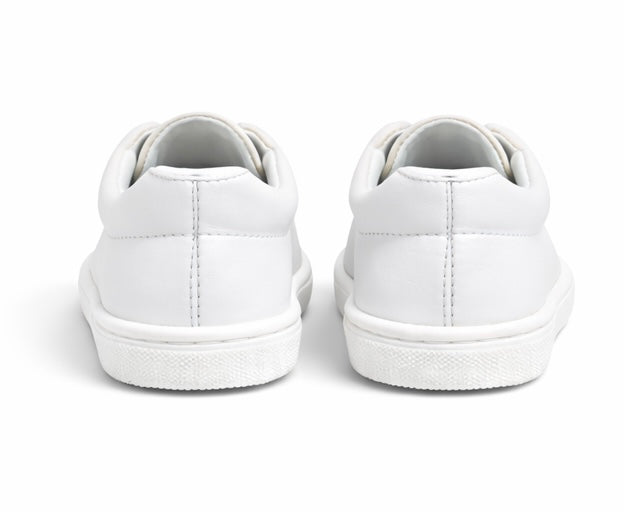 241295 Boys Andanines Plain Leather Lace Up Smart Trainers White