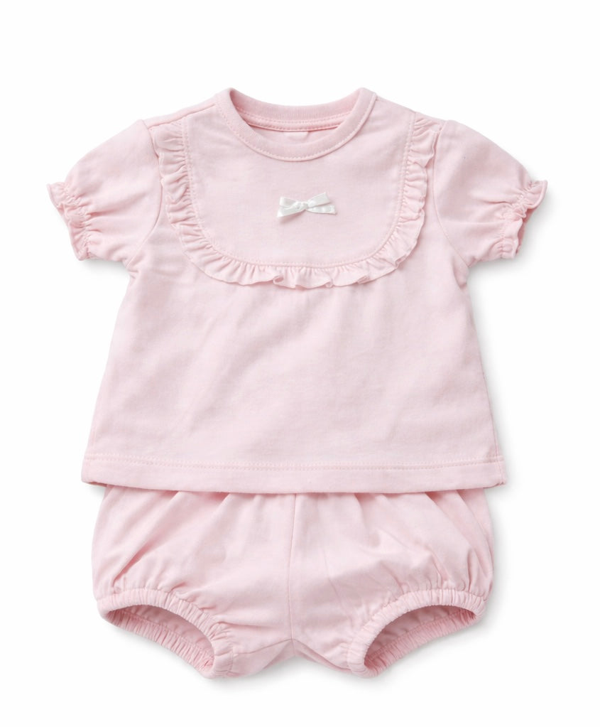 618 Baby Girls Bow T Shirt & Bloomers Pink