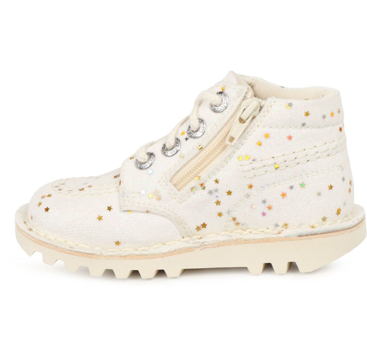 Kick Hi Zip White Glitter Kicker Boot