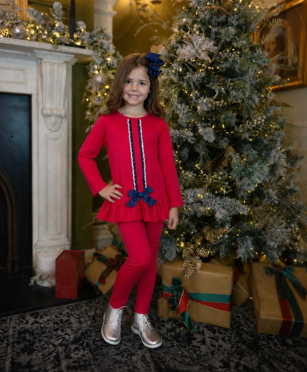 Alanna Girls Frilly Ribbon Tracksuit Red