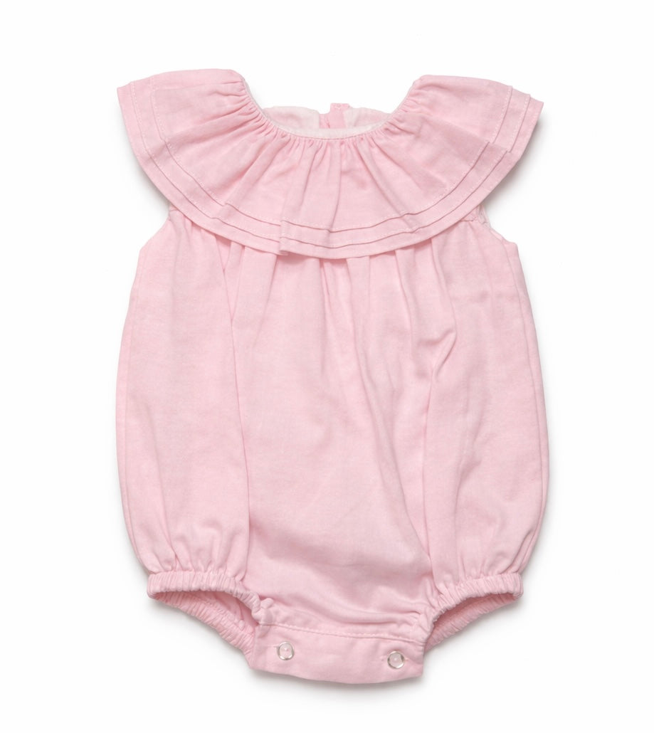 SG230 Baby Girls Frilly Collar Romper Pink