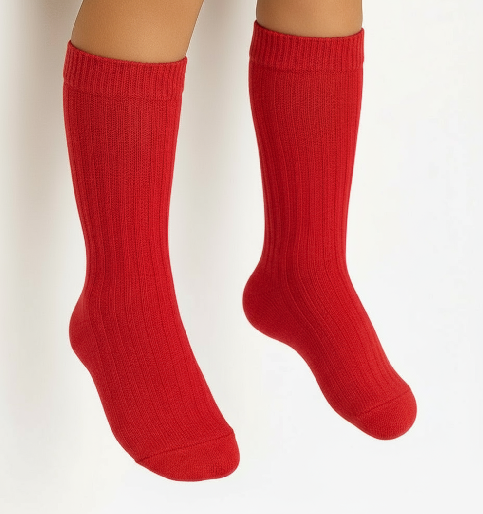 2.016/2 Condor Red Ribbed Knee High Socks