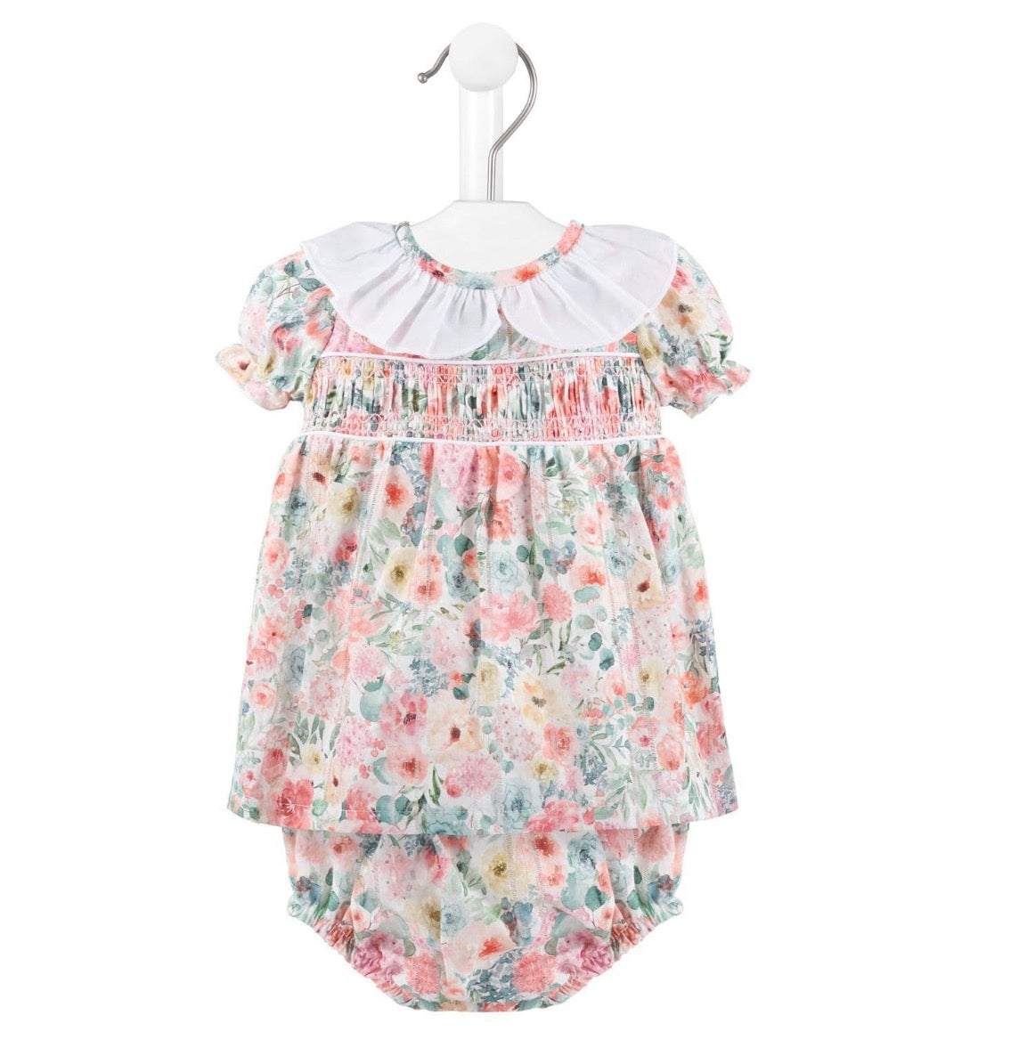 AV6143 Girls Floral Smocked Dress