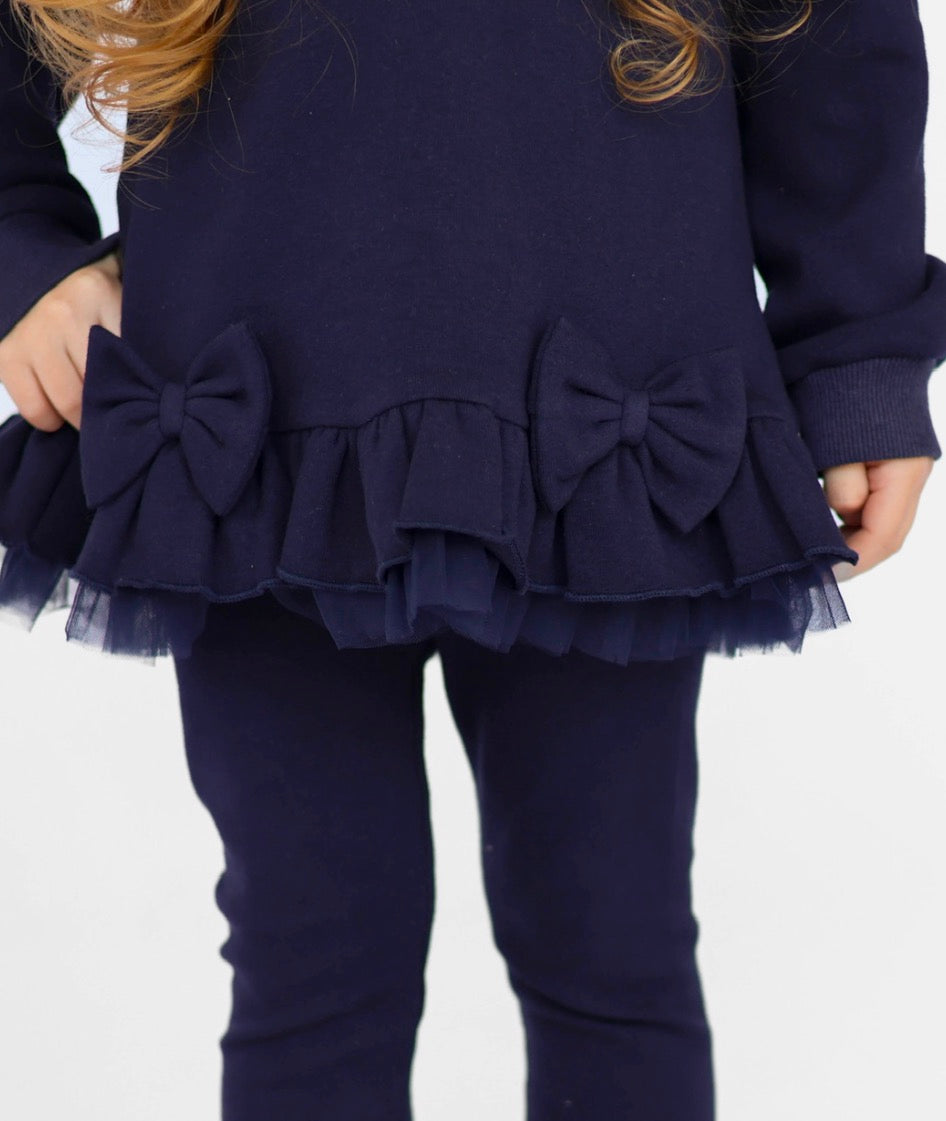 Phoebe Premium Cotton Girls Jumper & Legging Tracksuit Set Navy