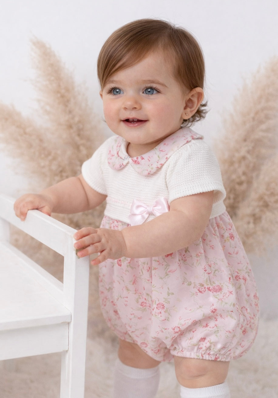 Sophia Girls Knit Floral Romper