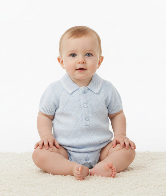A4715 Diamond Romper Baby Blue