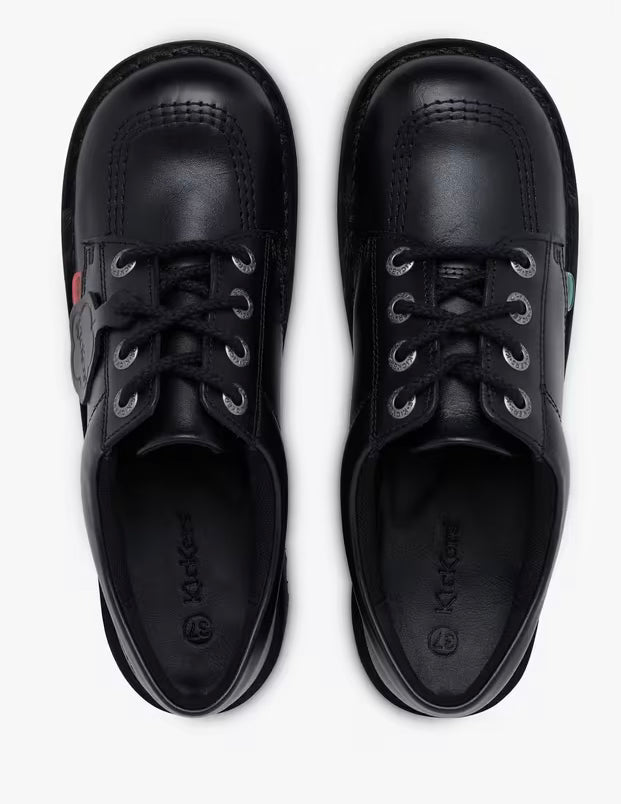 Kick Lo Kids Kicker Lace Up Shoe Black Leather