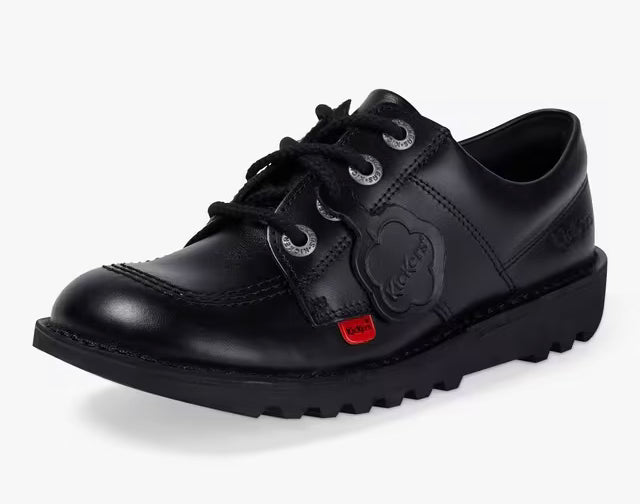 Kick Lo Kids Kicker Lace Up Shoe Black Leather