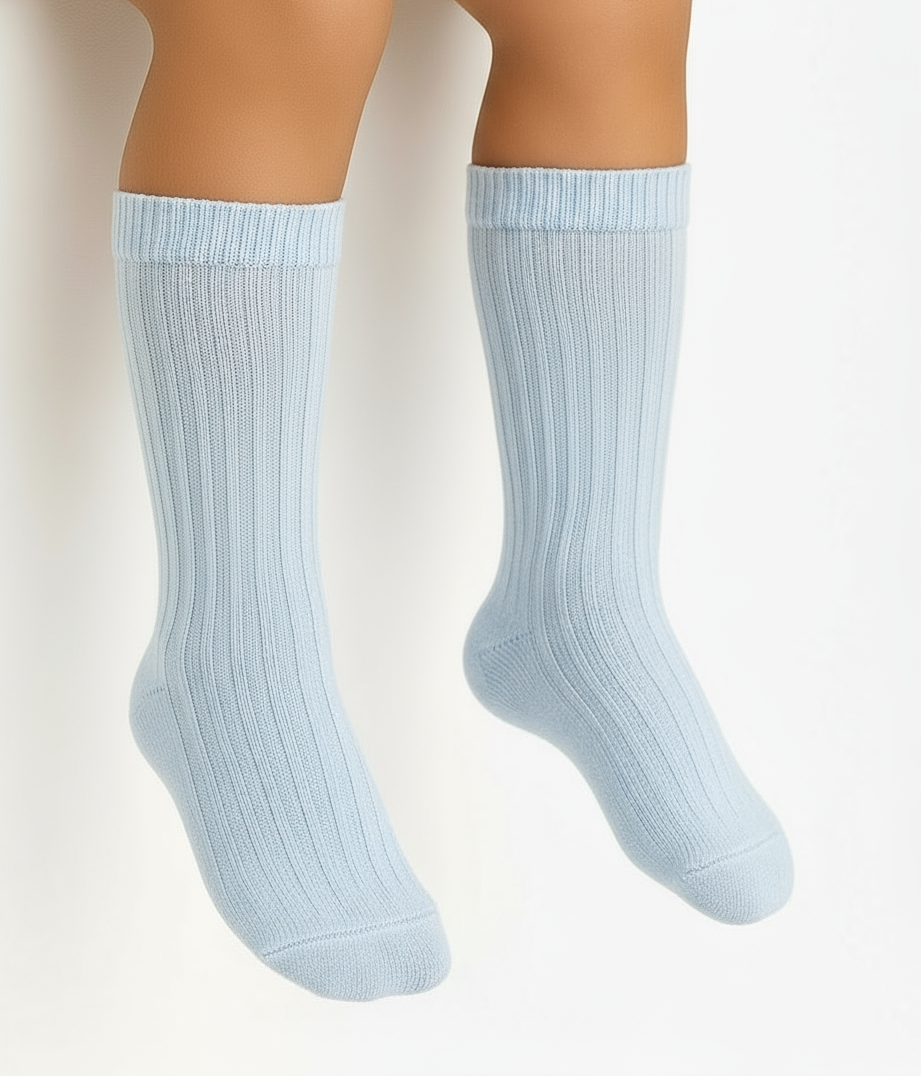 2.016/2 Condor Baby Blue Ribbed Knee High Socks