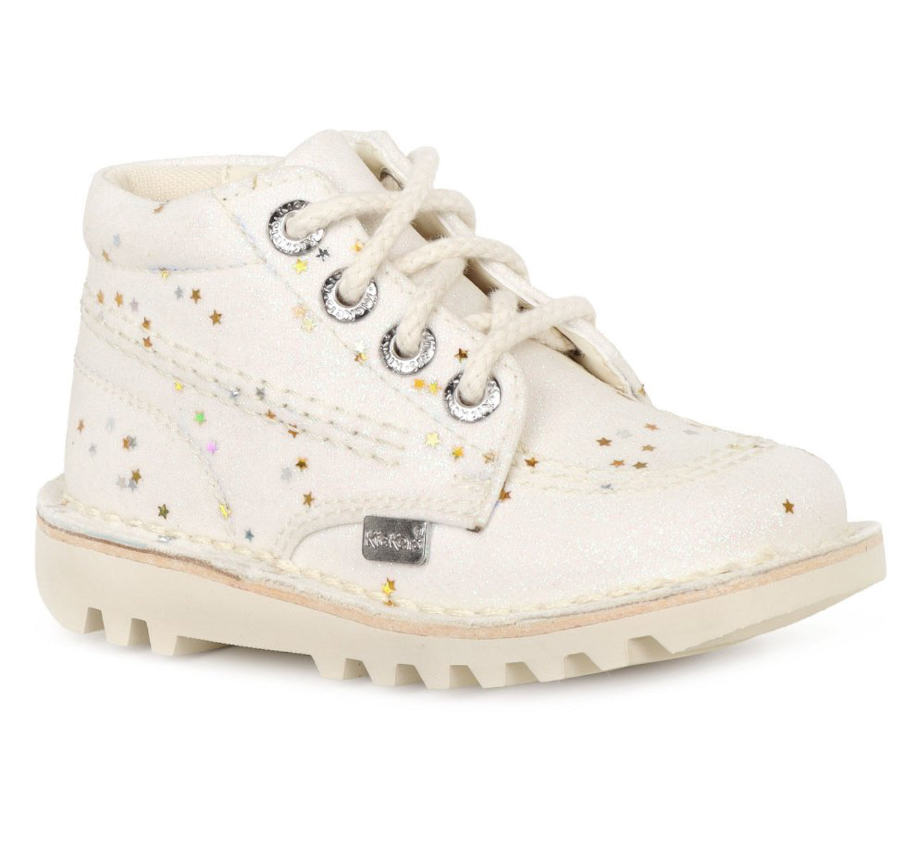 Kick Hi Zip White Glitter Kicker Boot