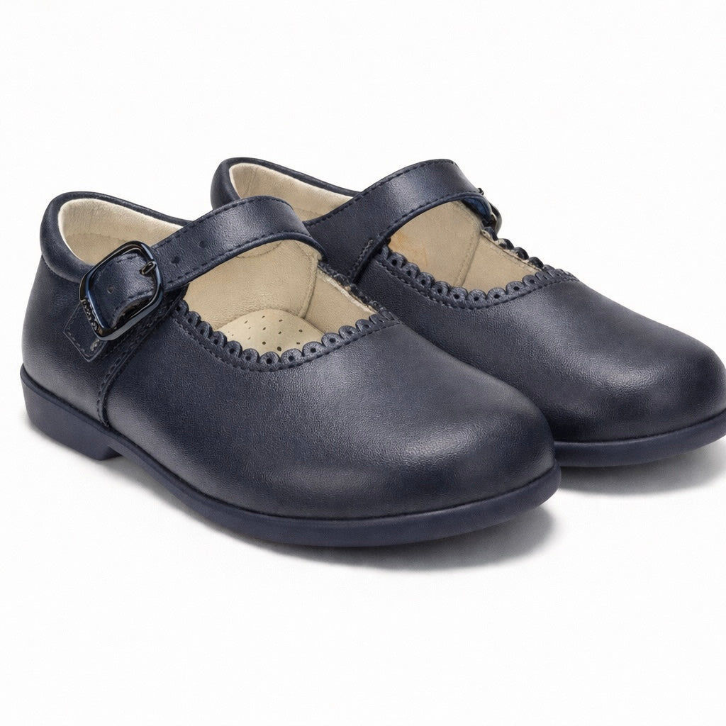 Y97401 Andanines Buckle Mary Jane Shoe Navy Leather