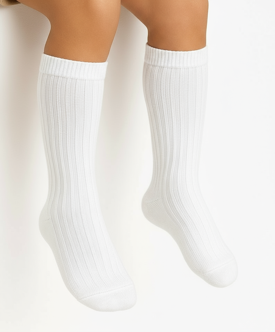 2.016/2 Condor White Ribbed Knee High Ribbed Socks