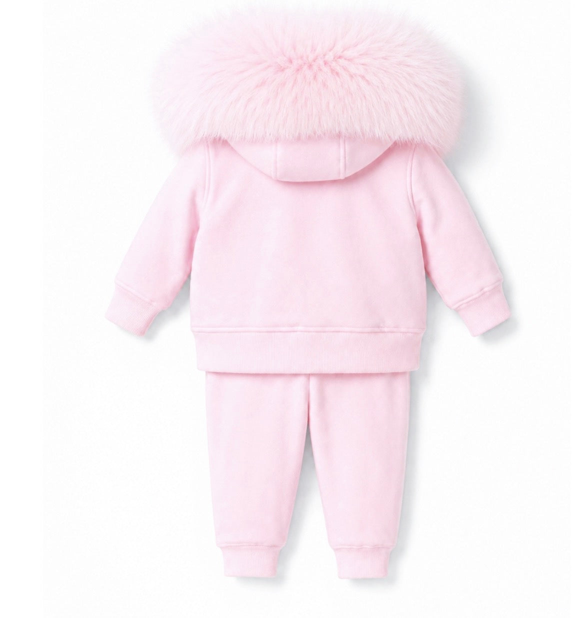 Evabella Faux Fur Bow Tracksuit Pink