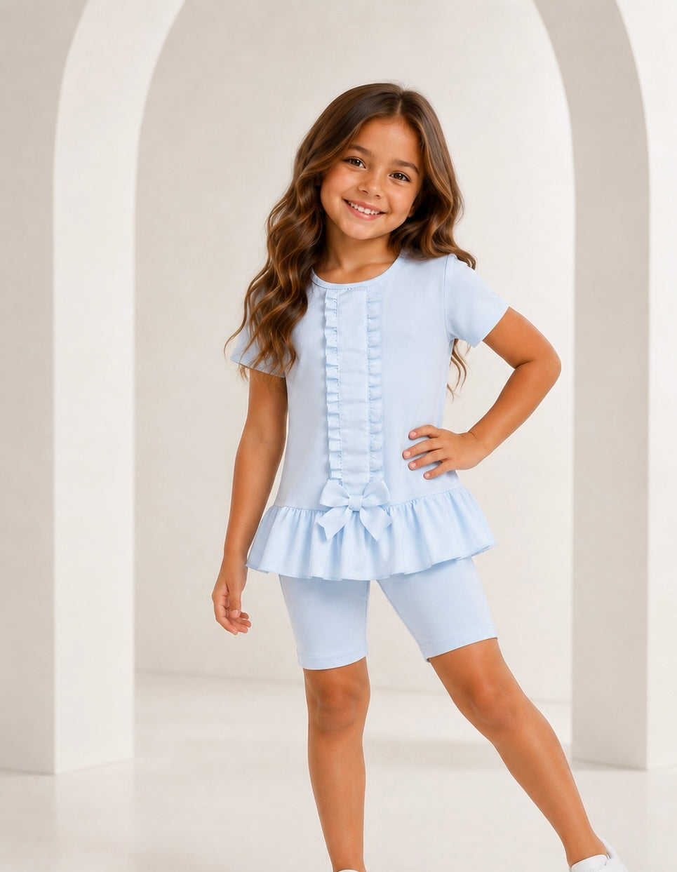 Georgie Girls Blue Shorts & Leggings Set