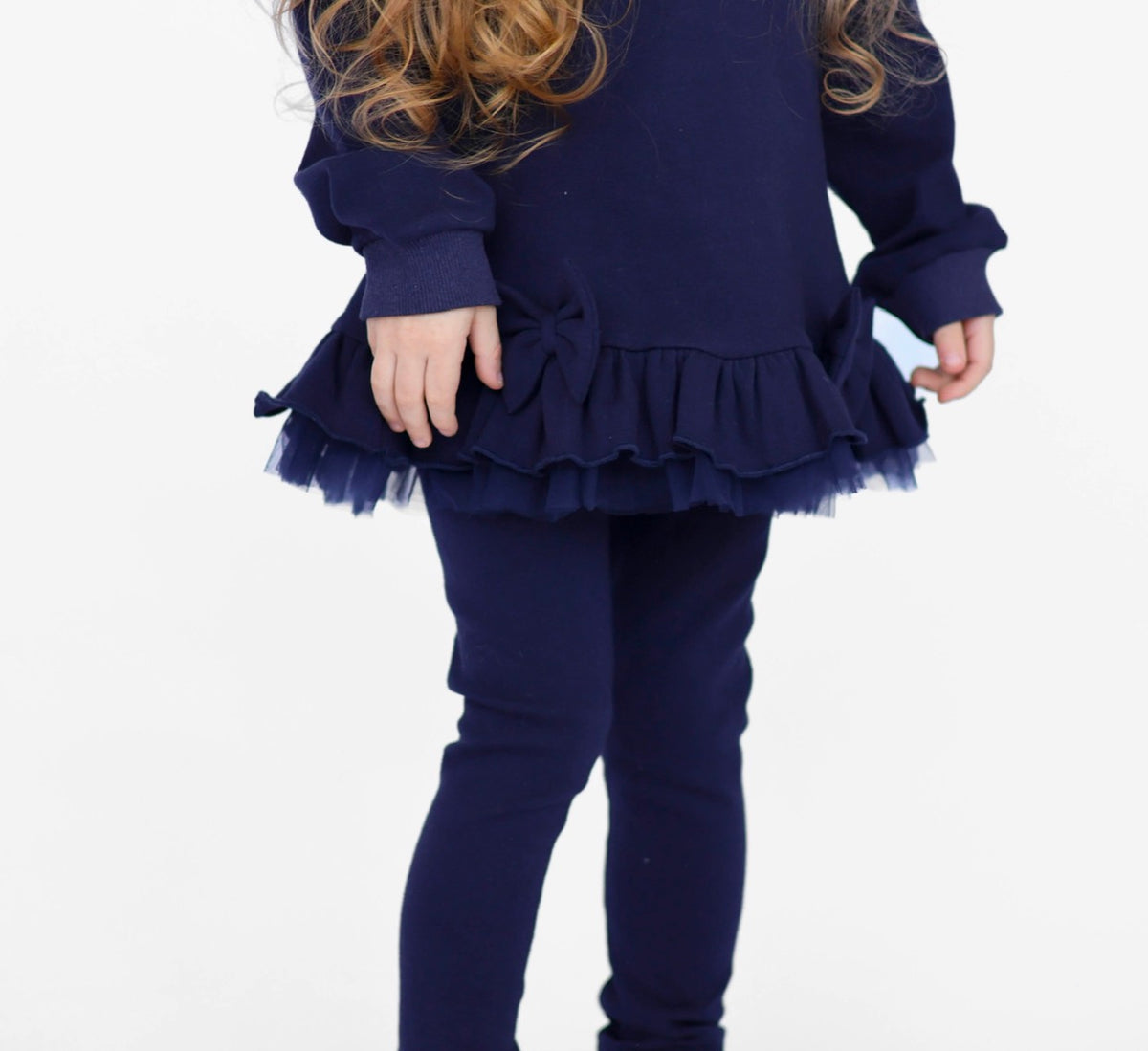 Phoebe Premium Cotton Girls Jumper & Legging Tracksuit Set Navy