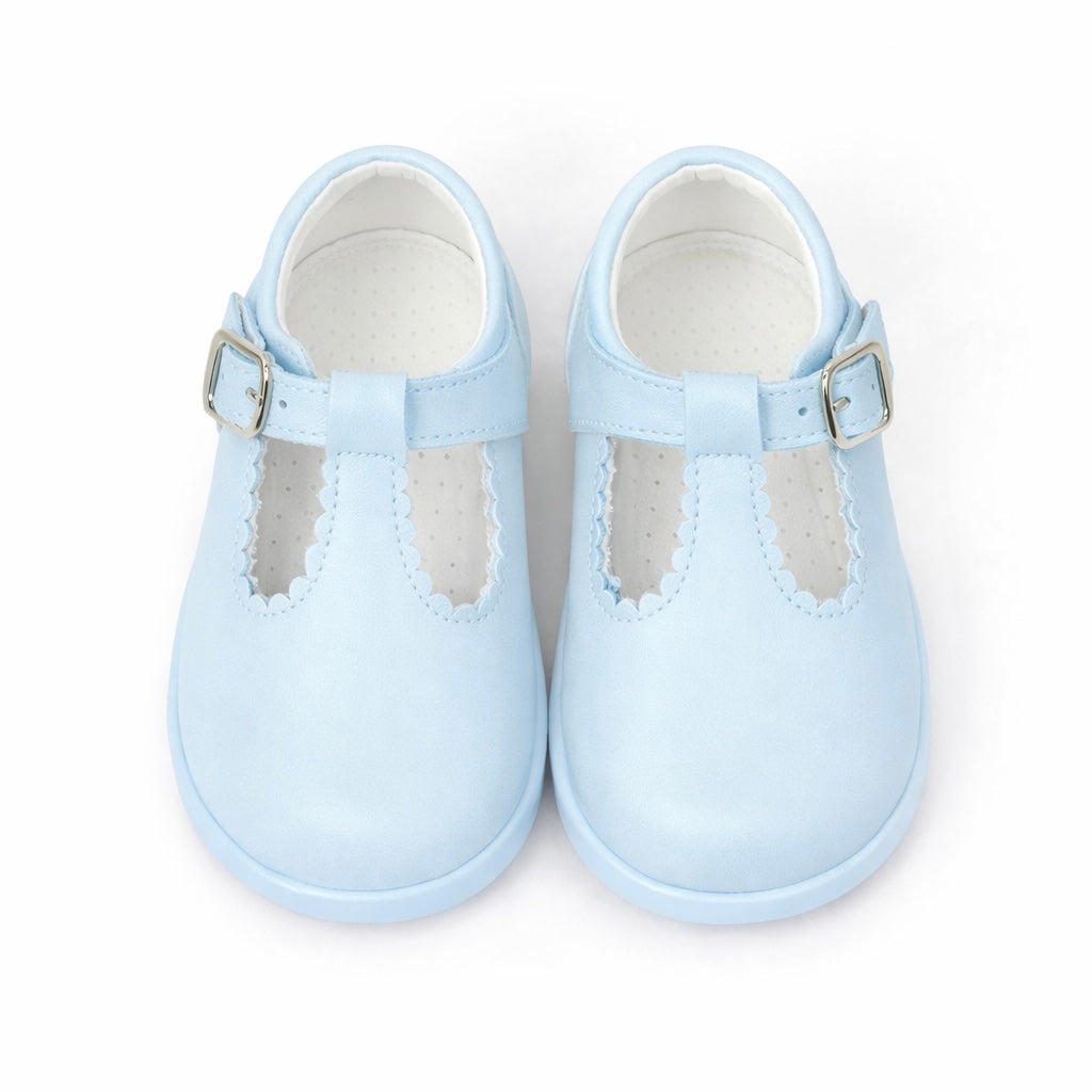 Y97411 Andanines Buckle T-Bar Shoe Baby Blue Leather