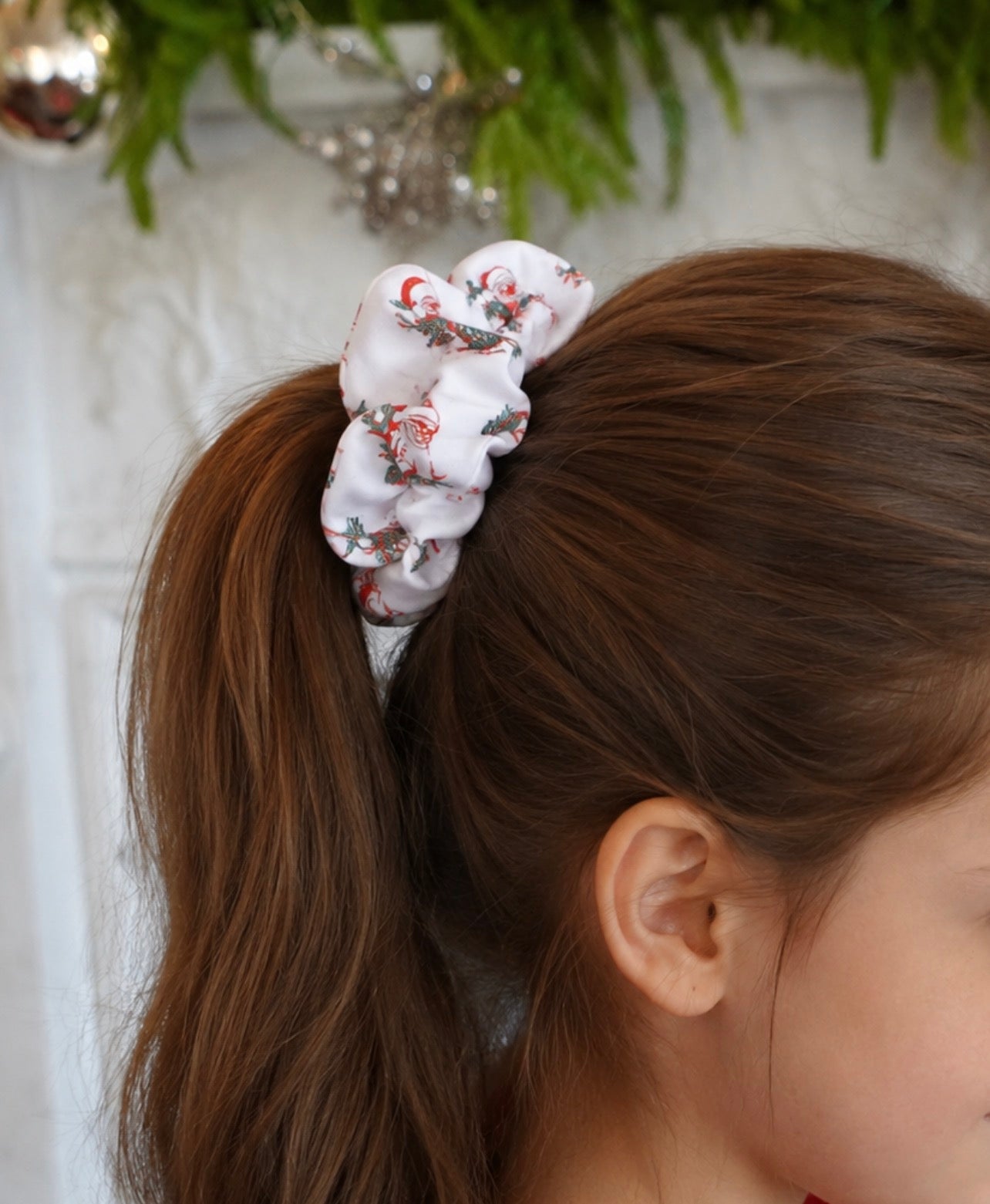 Vintage Toile Christmas Hair Scrunchie