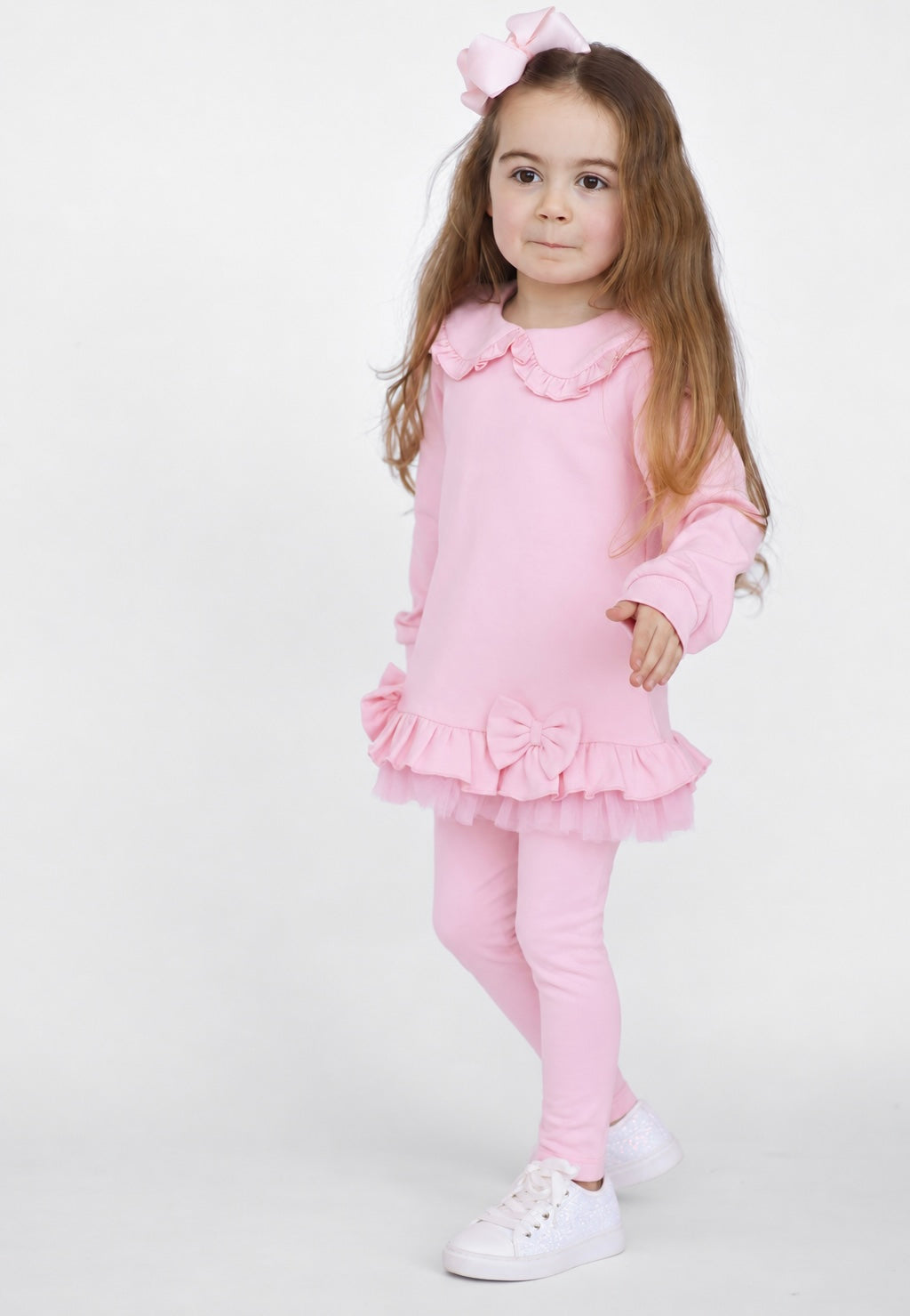 Phoebe Premium Cotton Girls Jumper & Legging Tracksuit Set Pink