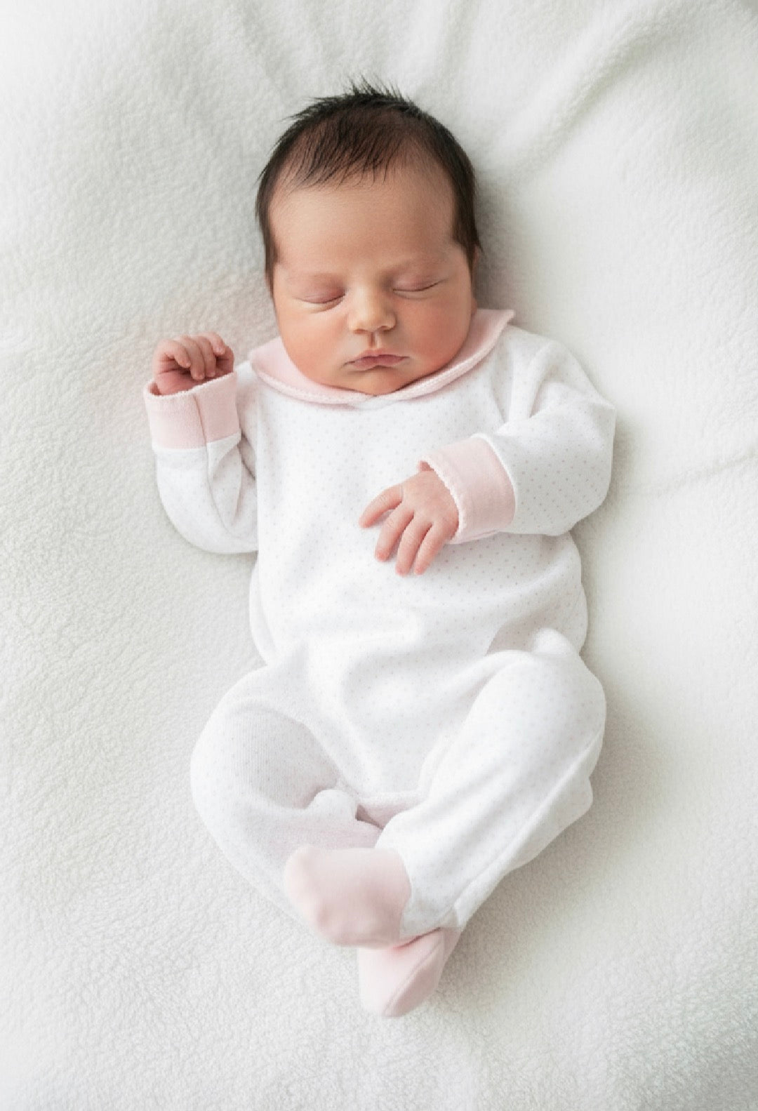 25HA-710 Baby Girls Pink Velour Babygrow