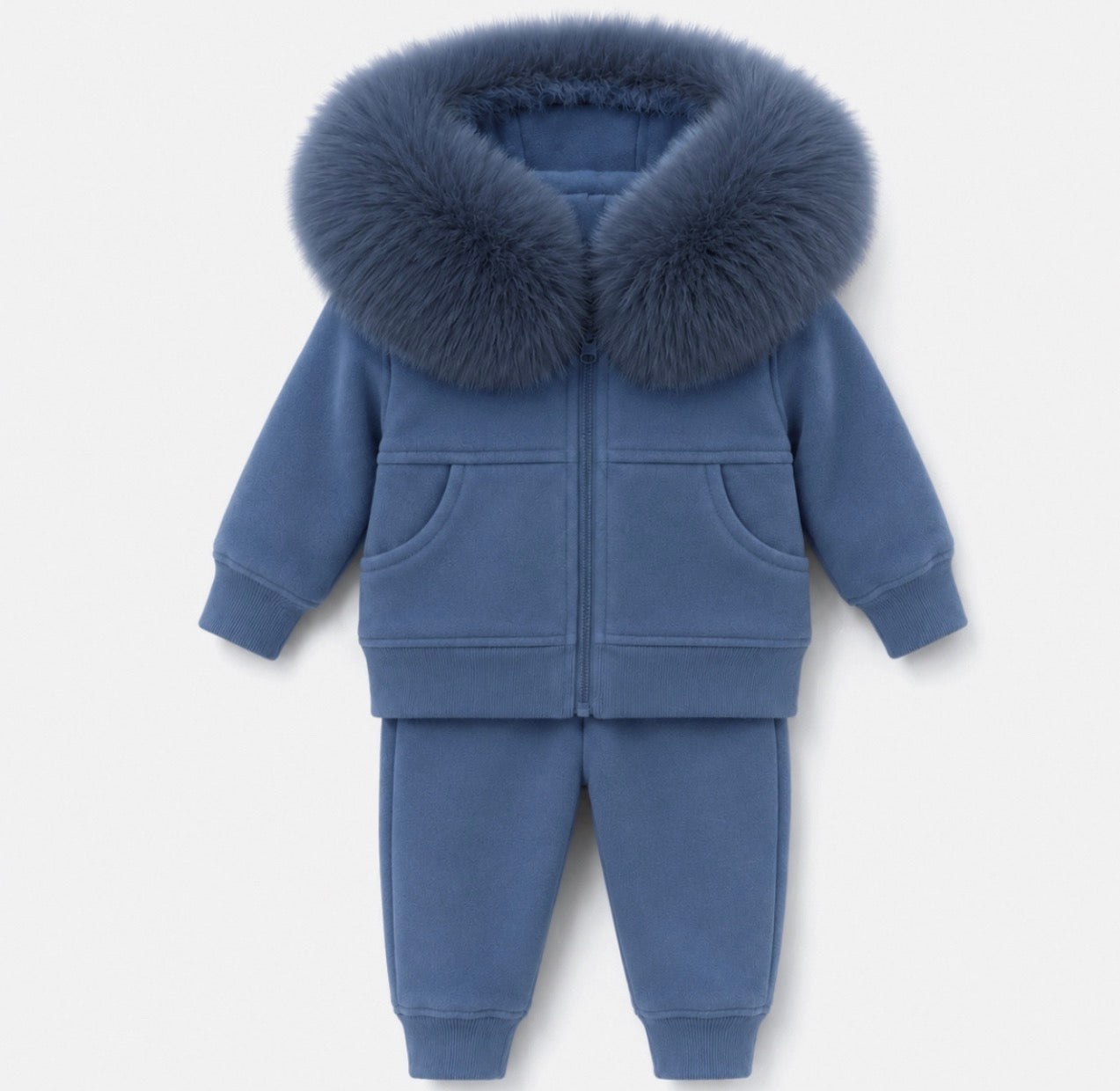 Cruz Faux Boys Fur Hood Tracksuit Blue