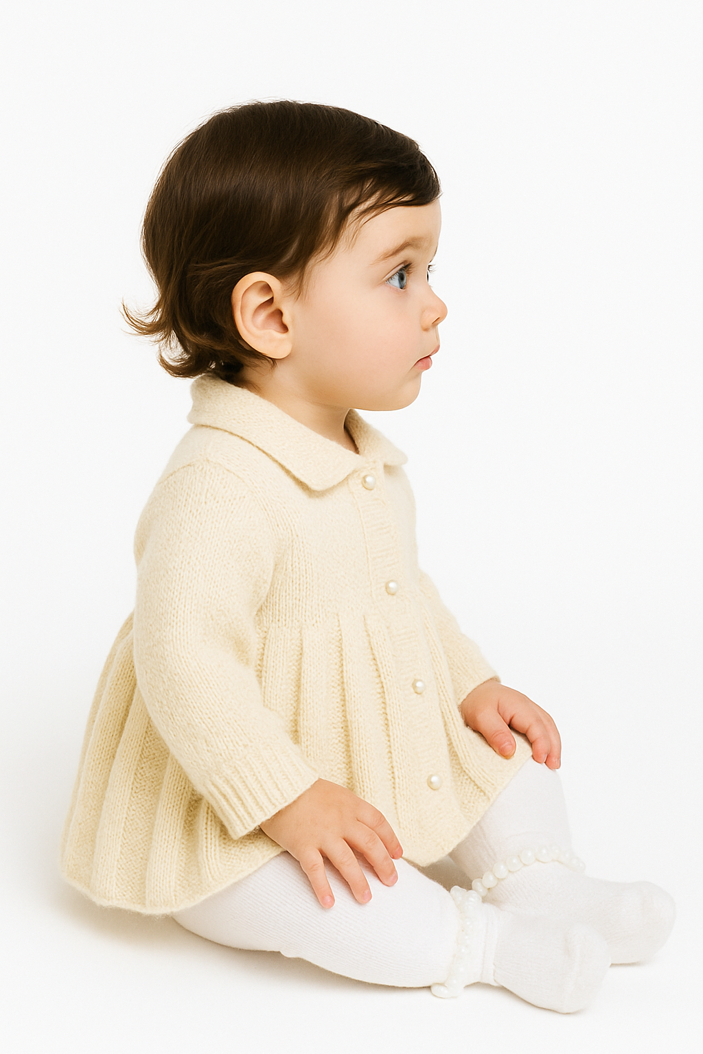 A4043 Baby Girls Knitted Camel Cardigan