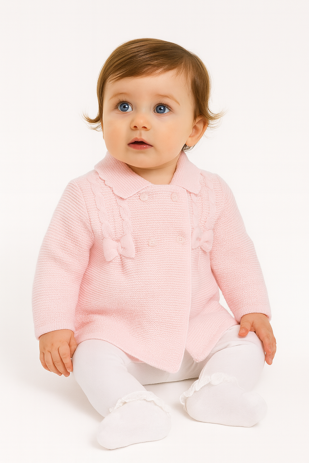 23VE-302 Baby Girls Pink Knitted Cardigan Jacket