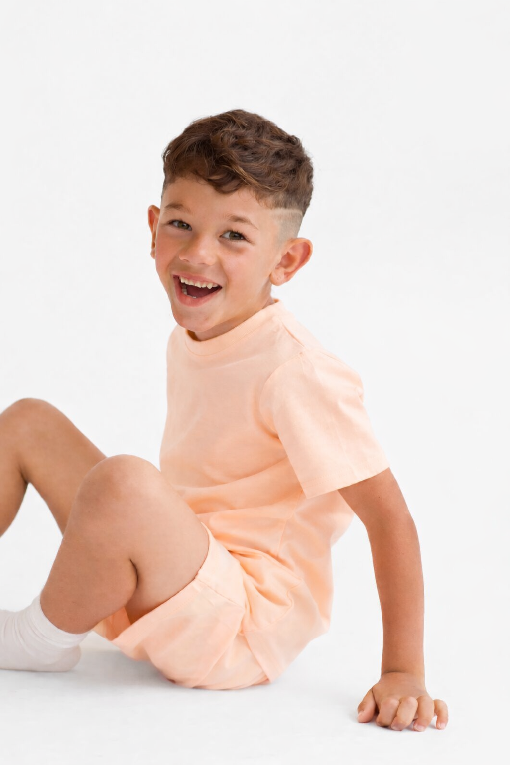 Marco Boys Plain T Shirt & Short Set Peach