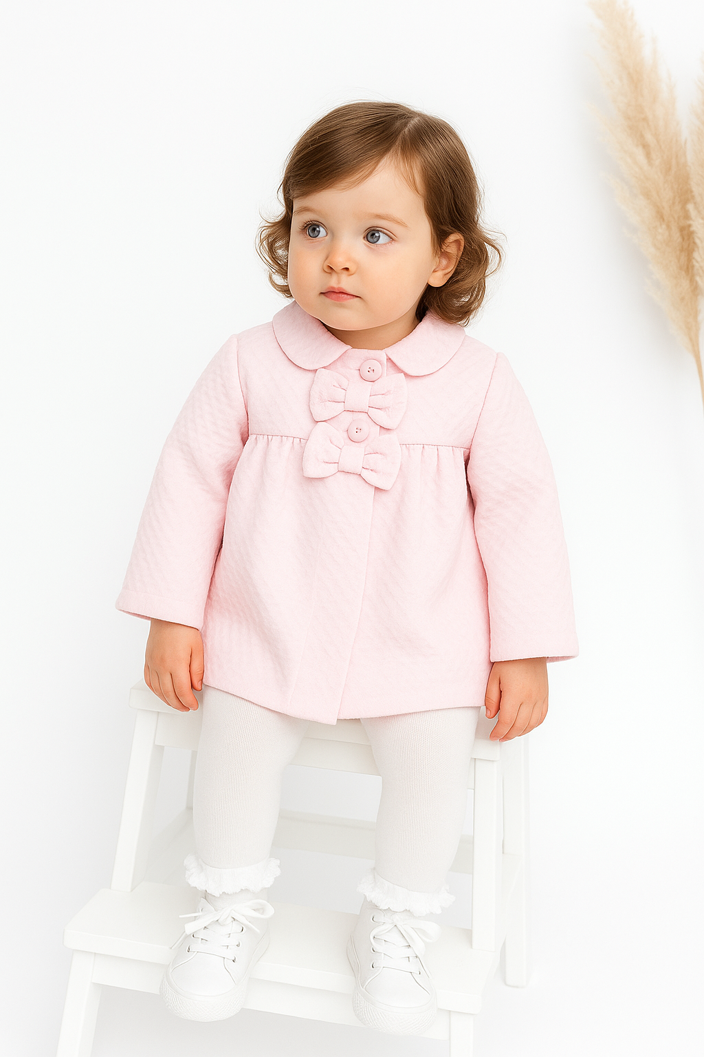 23LA-430 Girls Pink Bow Lightweight Coat