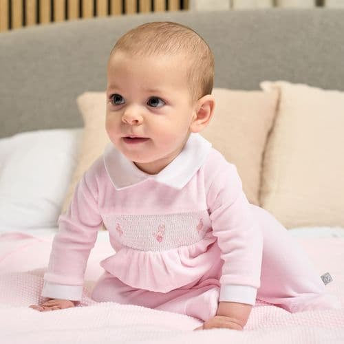 AV2080 Spinning Top Smocked Babygrow Pink
