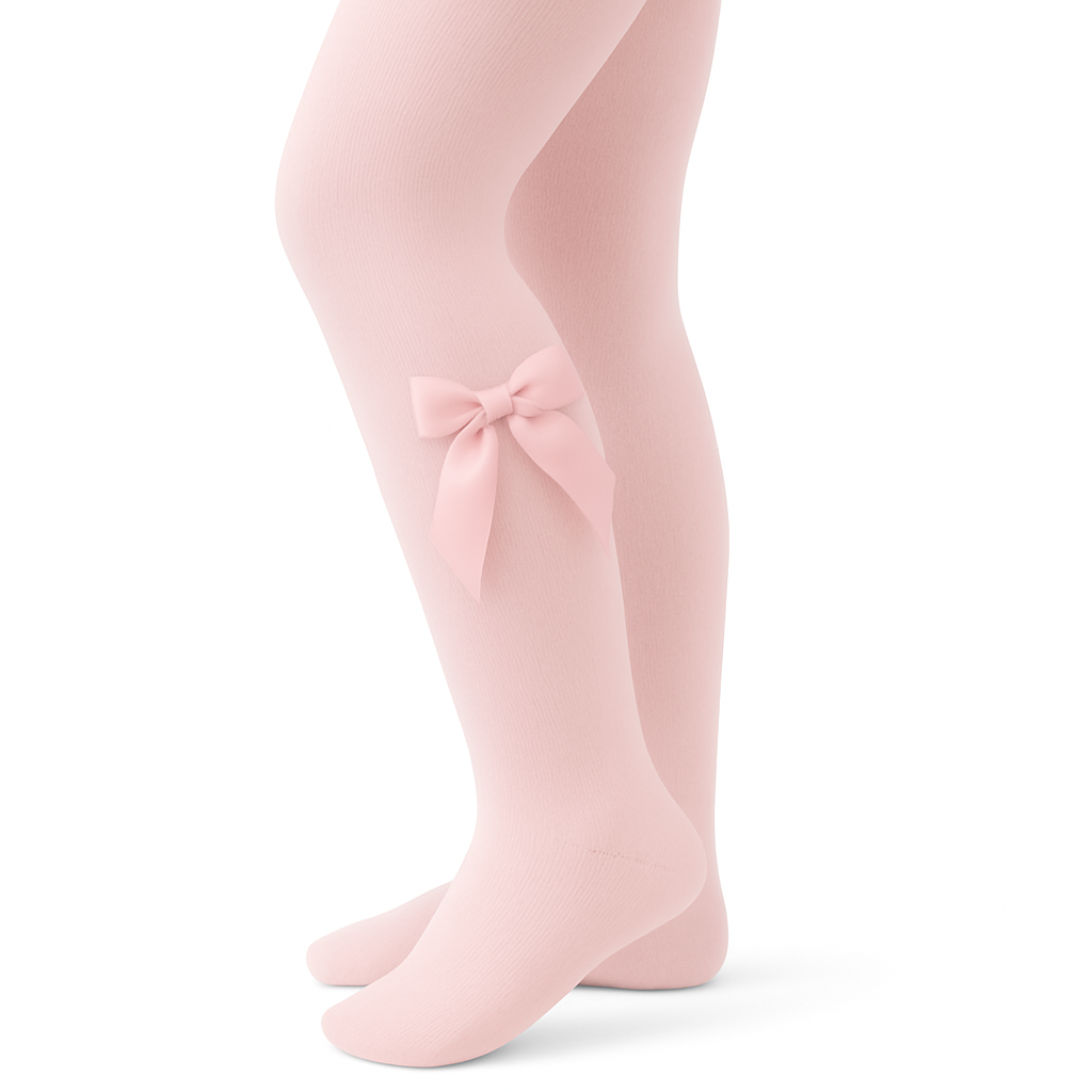 UKSAT Girls Baby Pink Ribbon Bow Tights