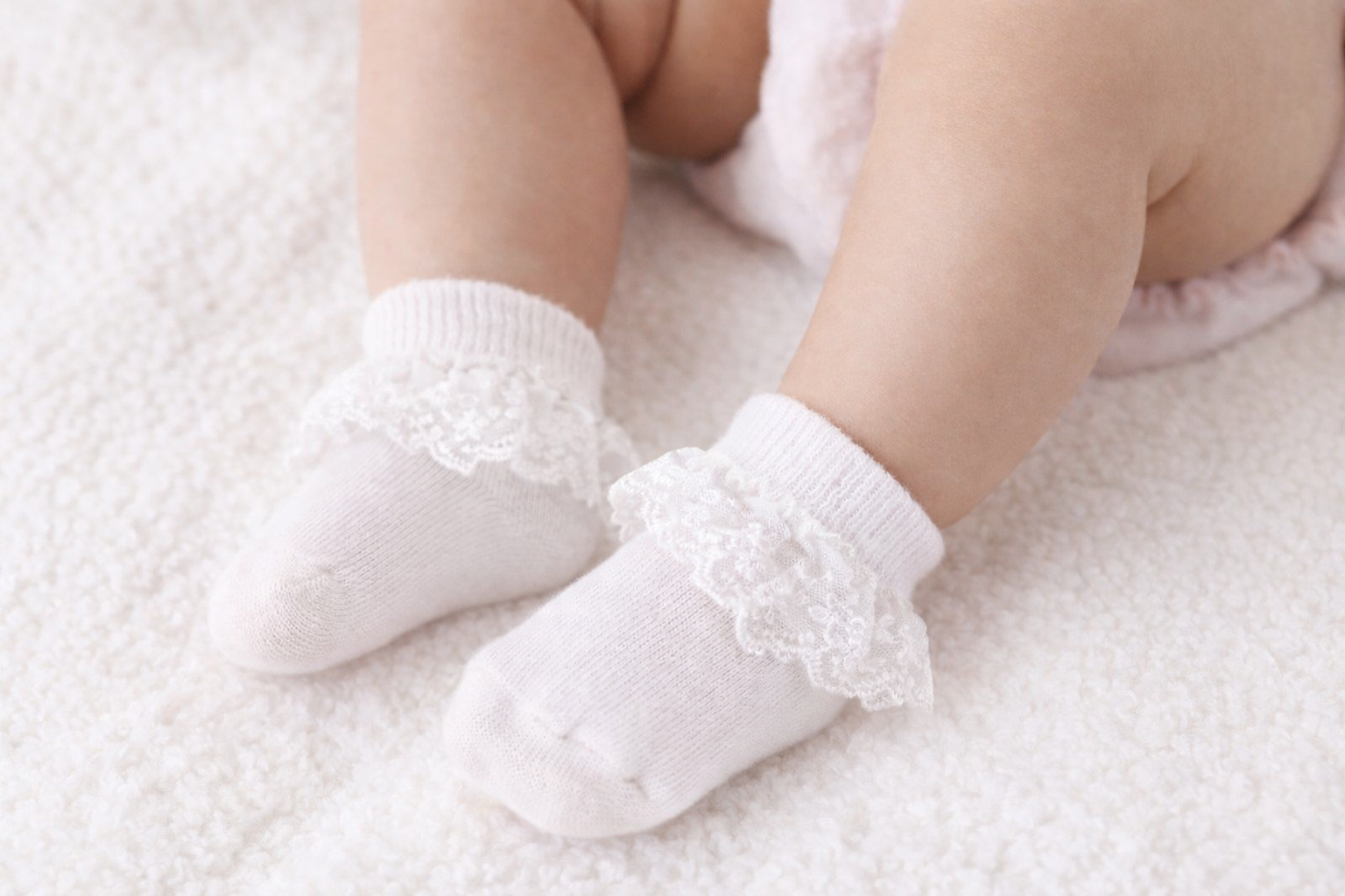 Baby Lace Frill Ankle Socks White