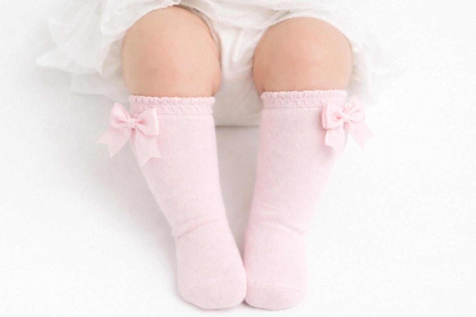Baby Girls Long Bow Socks Pink