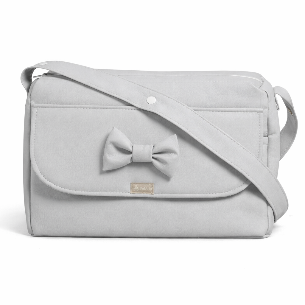 90102 Baby Bow Leatherette Changing Bag Grey