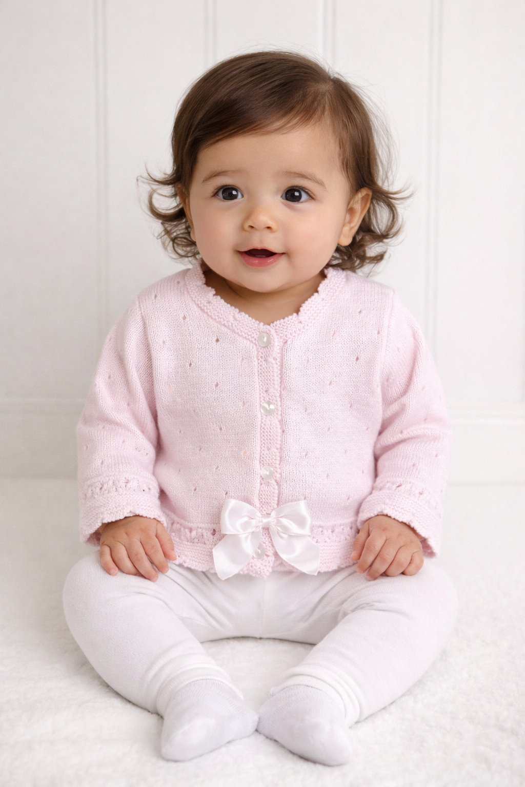 Miranda Pink Bow Baby Girls Cardigan