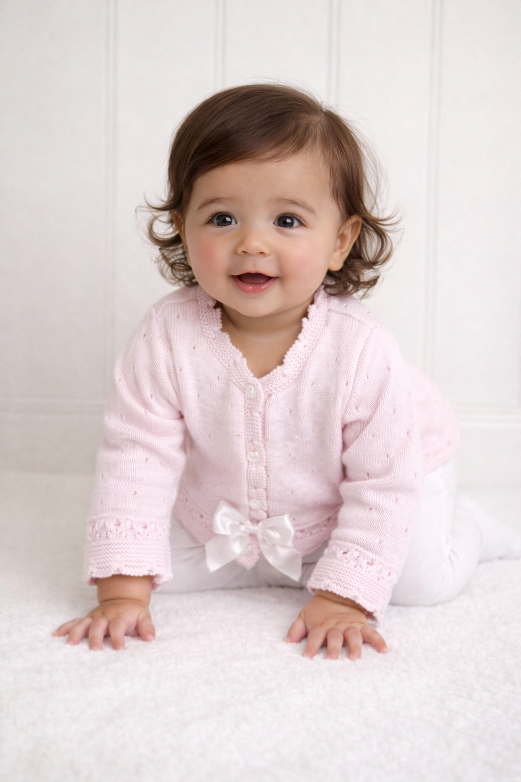 Miranda Pink Bow Baby Girls Cardigan