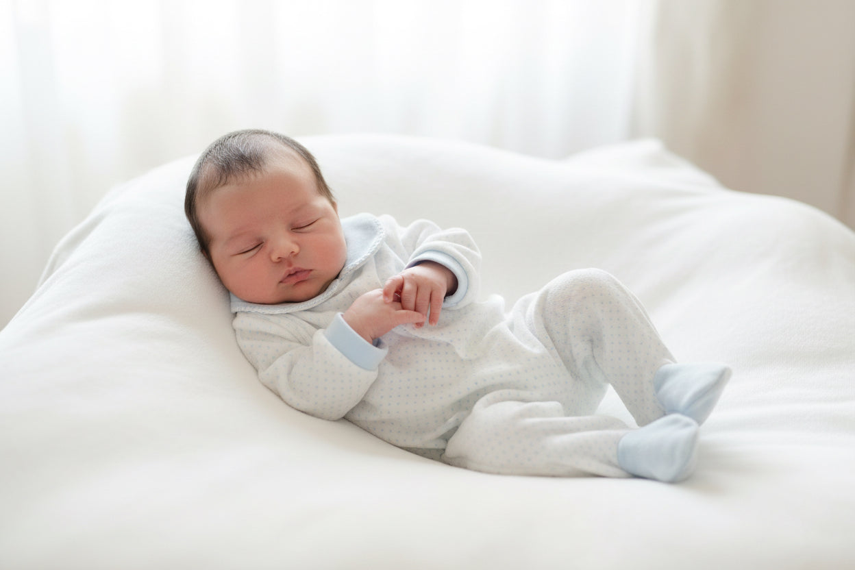 25HA-710 Baby Boys Blue Velour Babygrow