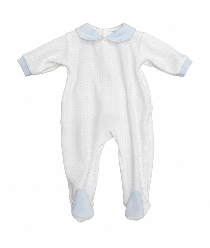 25HA-710 Baby Boys Blue Velour Babygrow