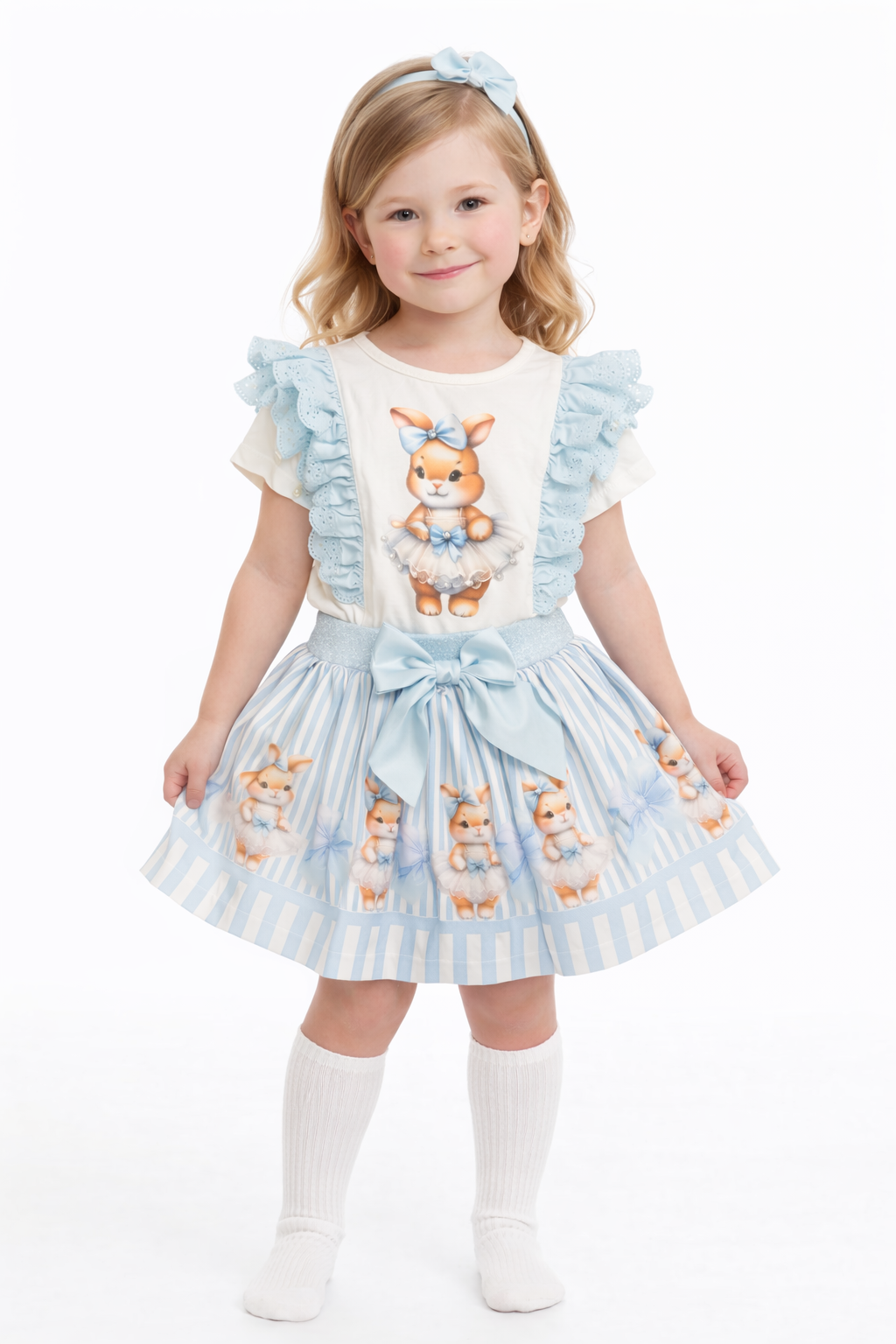 Girls Ballerina Bunny Skirt Set Blue