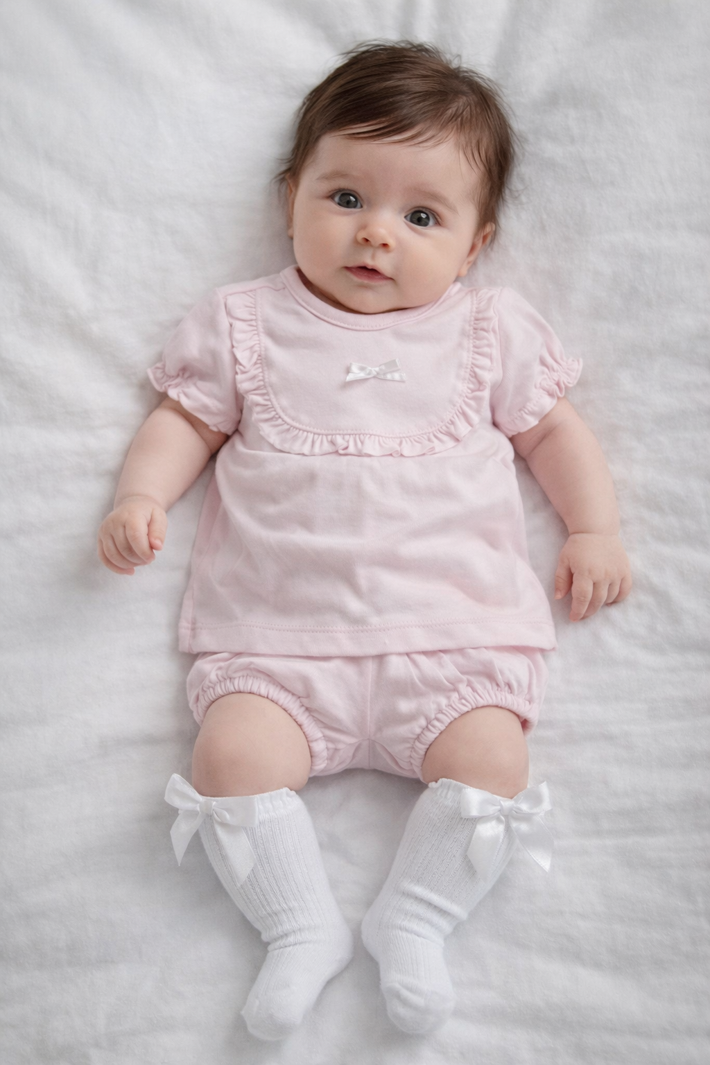 618 Baby Girls Bow T Shirt & Bloomers Pink