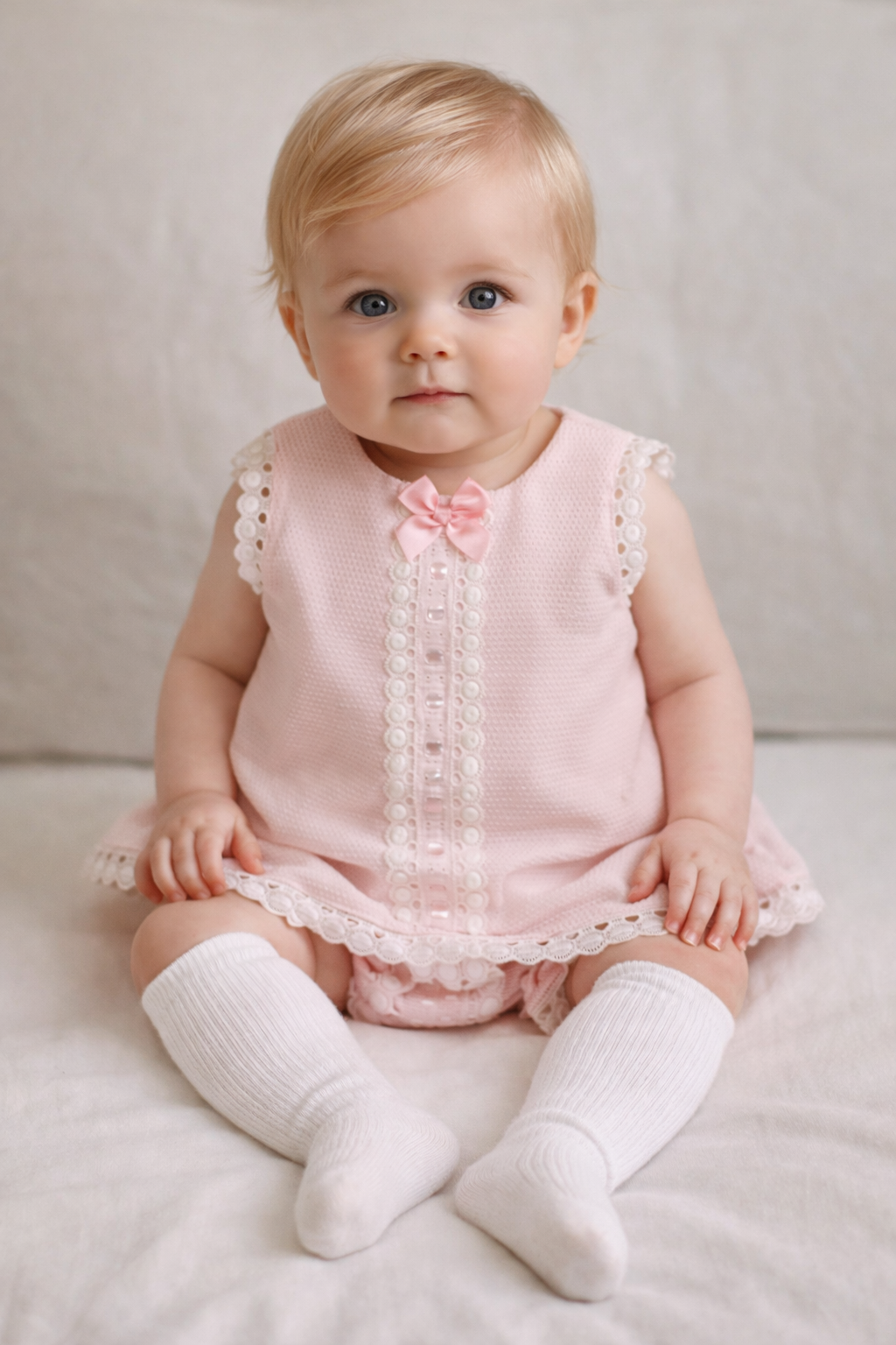 SG224 Baby Girls Pink T Dress & Bloomers Pink
