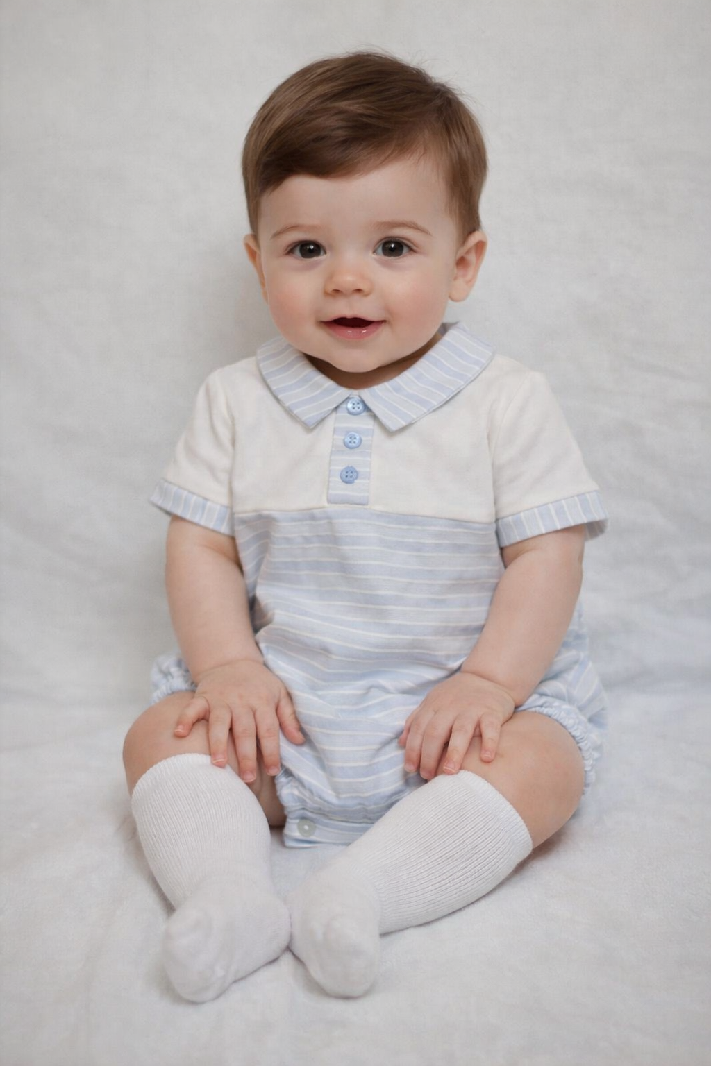 SG243 Baby Boys Blue Striped Romper Blue