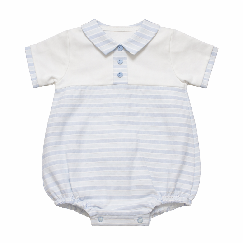SG243 Baby Boys Blue Striped Romper Blue