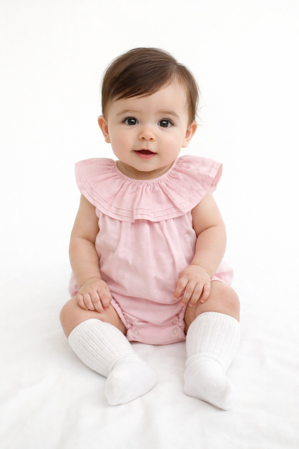 SG230 Baby Girls Frilly Collar Romper Pink