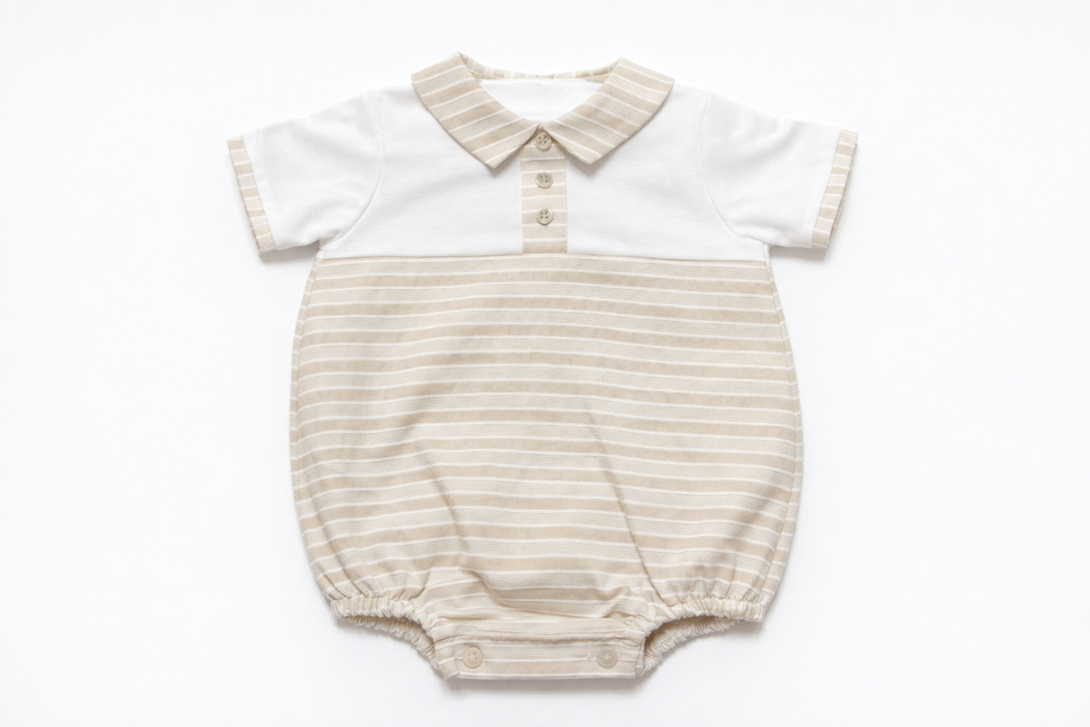 SG243 Baby Boys Striped Romper Camel