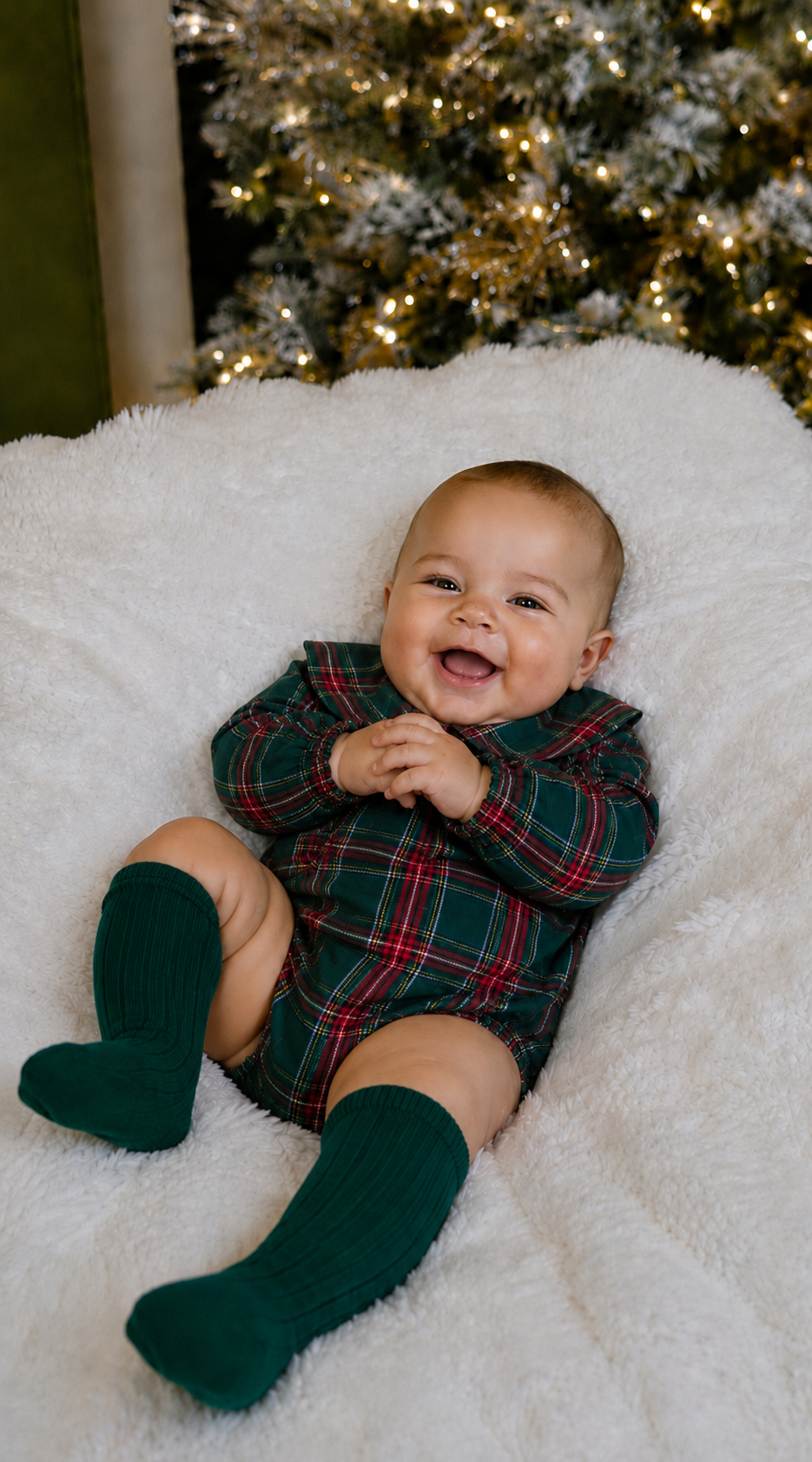 Bellamy Boys Romper Green Tartan 2pc Romper Set
