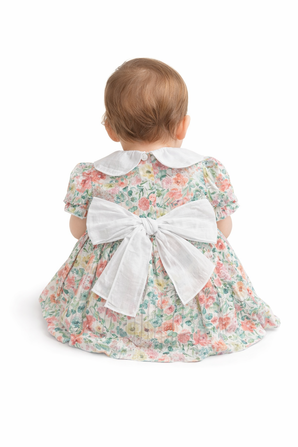 AV6143 Girls Floral Smocked Dress