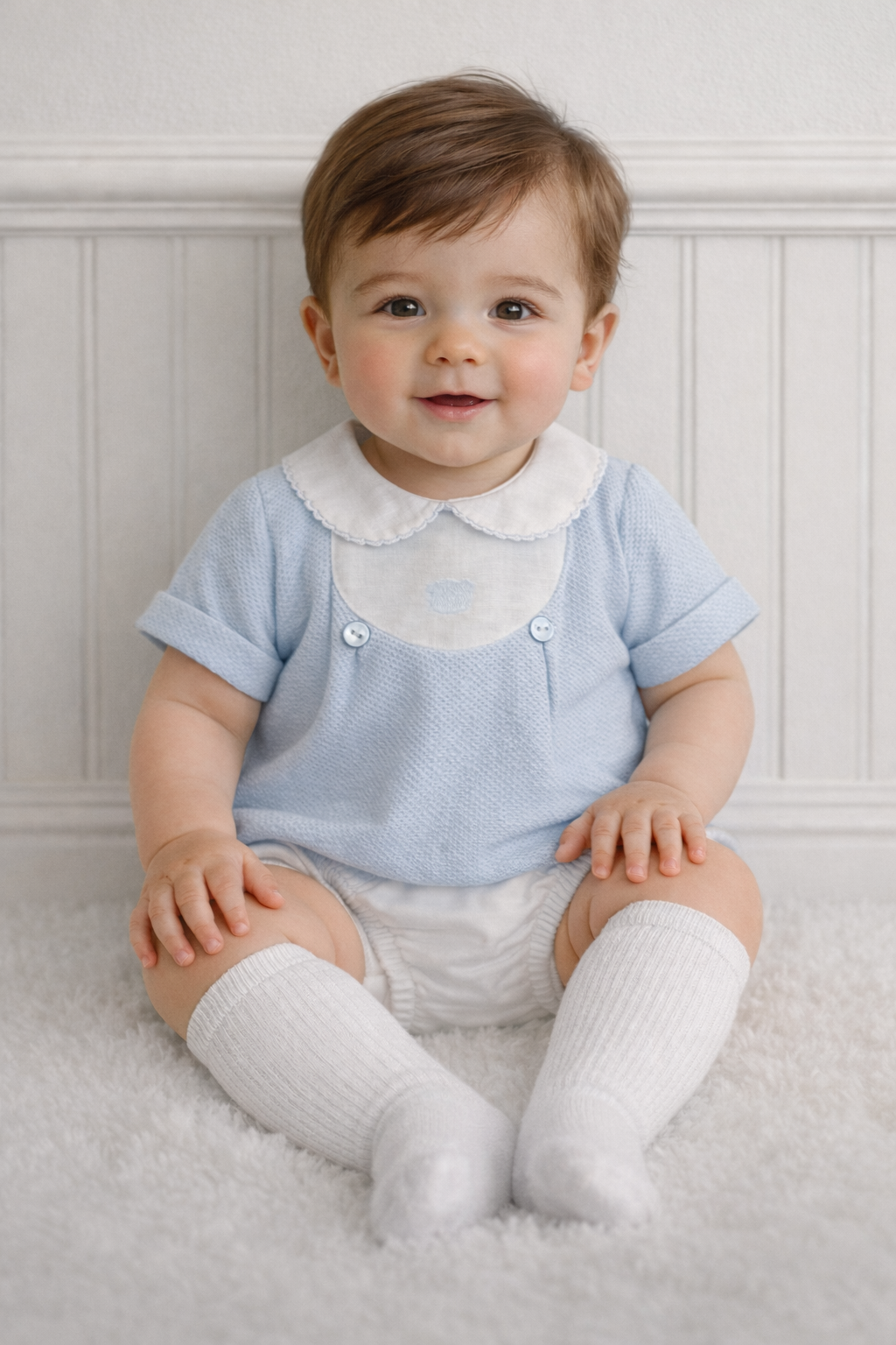40361 Babidu Baby Boys Peter Pan Collar Jam Pants Set