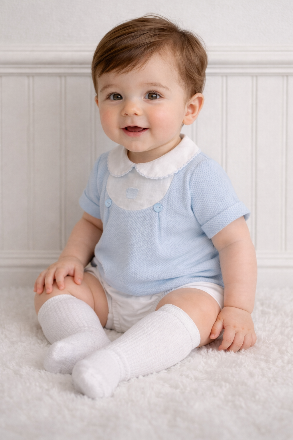 40361 Babidu Baby Boys Peter Pan Collar Jam Pants Set