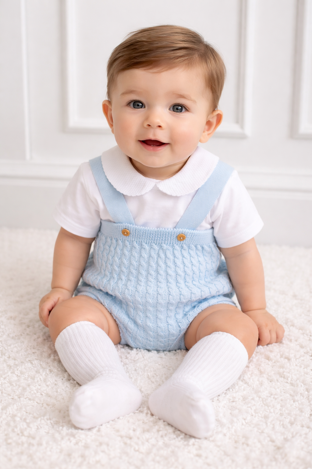 43322 Baby Boys Smart Baby Blue 3 Piece Knitted Set