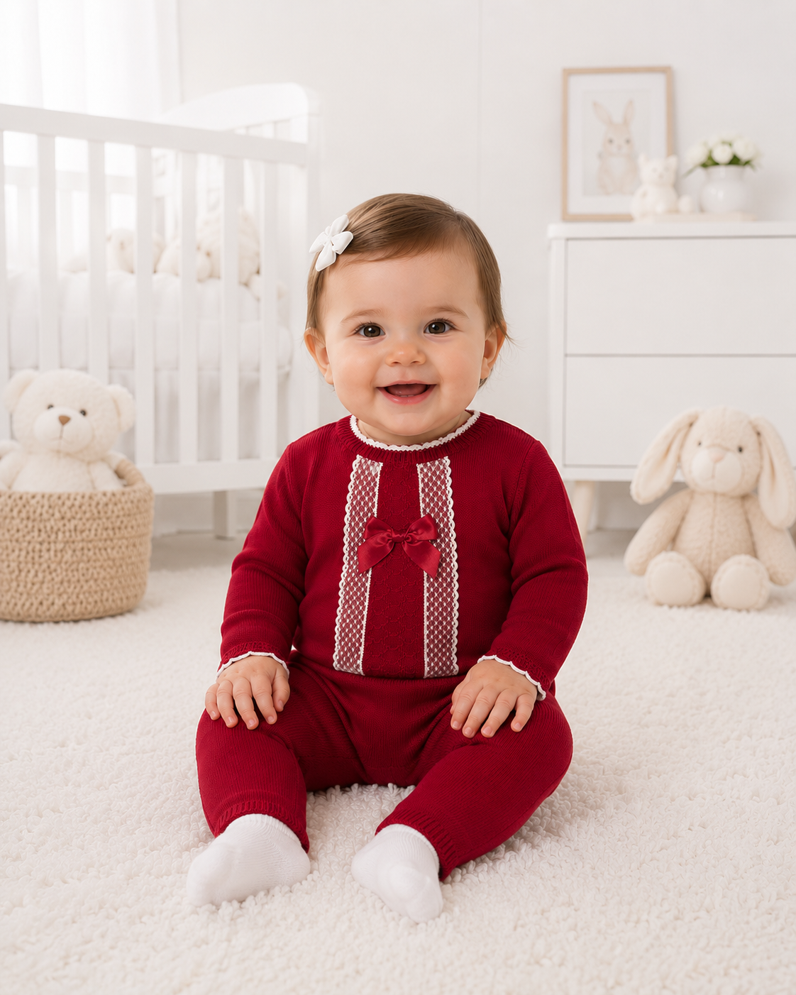 Tilda Red Lace and Satin Bow Trouser Set